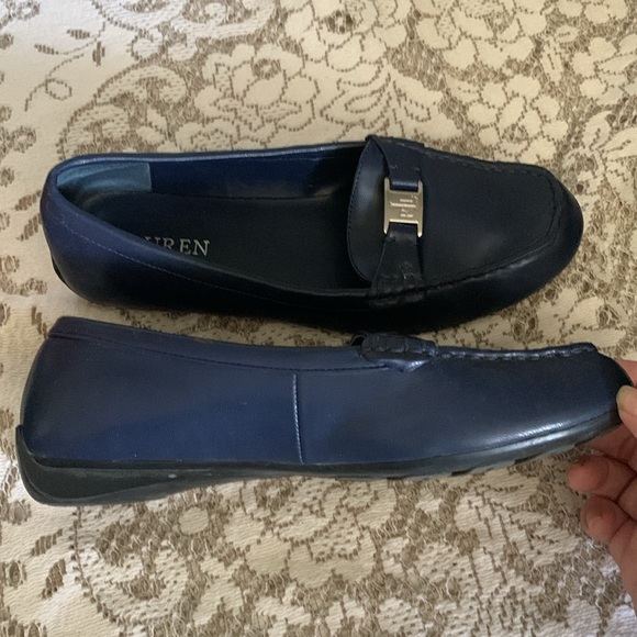 Lauren Ralph Lauren size 8 Loafers Navy Blue Leather - Picture 4 of 4